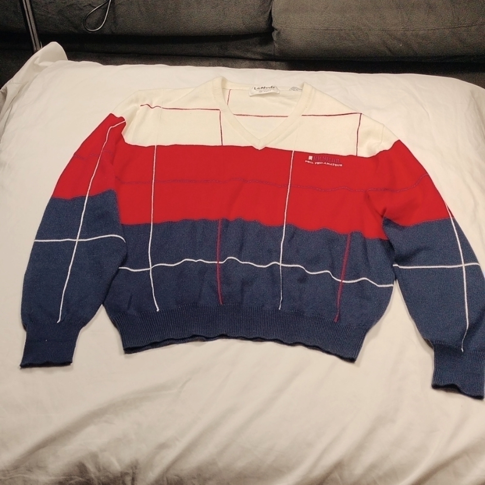 Vintage LaMode Michelob mens v neck sweater size large